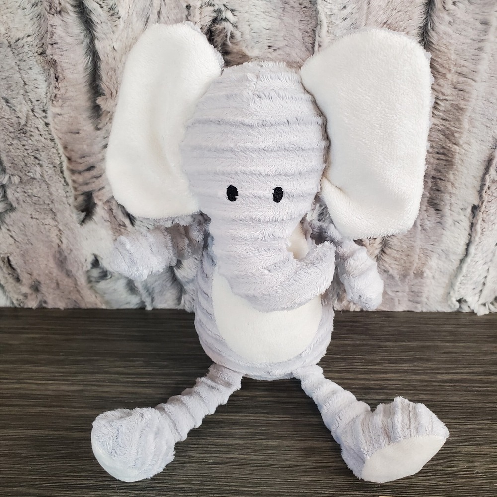 Chick Pea Gray Elephant Plush White Ears Belly Ribbed Lined Stuffed Animal Lovey